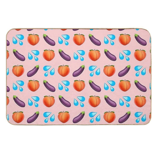 Peach And Eggplant Emoji  Eco-Friendly Bath Mat