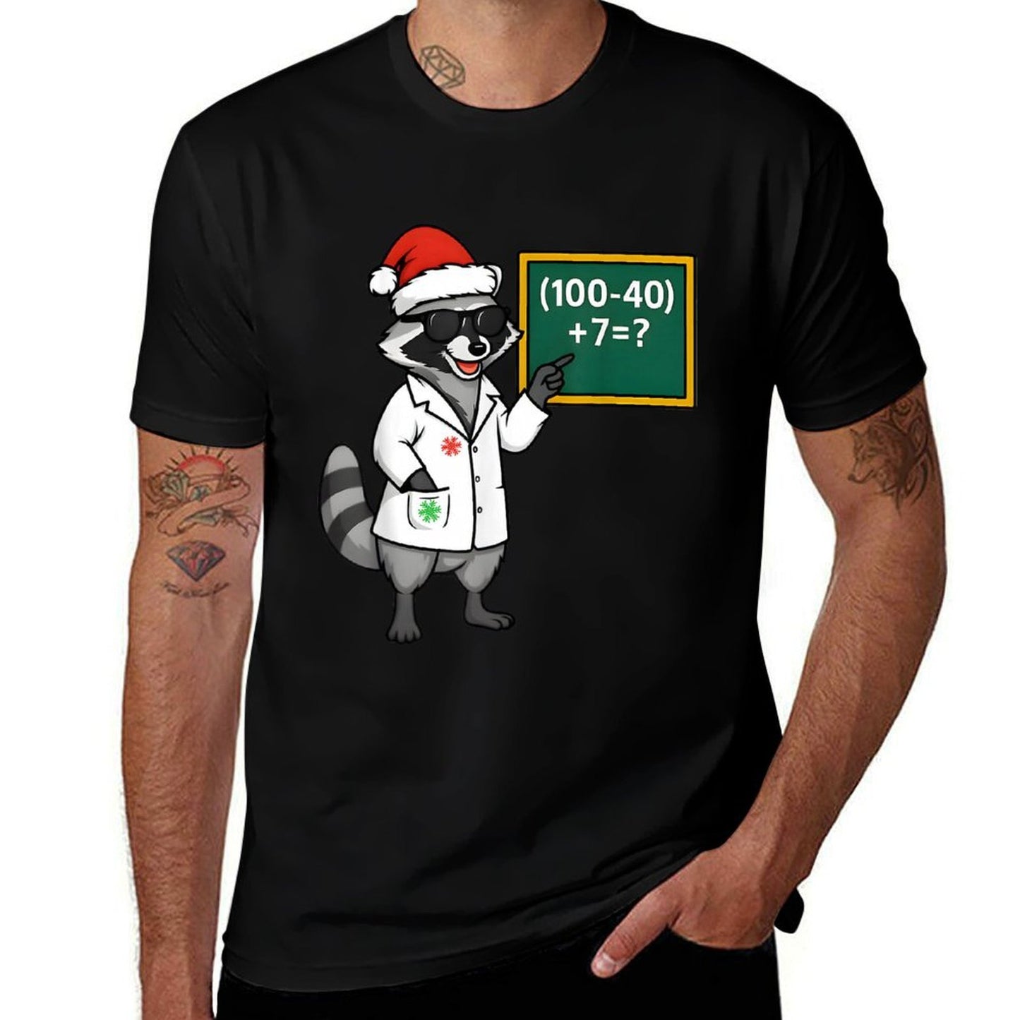 Raccoon Math Teacher 67 Days of School Tee Cute Christmas  Slim-fit Cut T-Shirt
