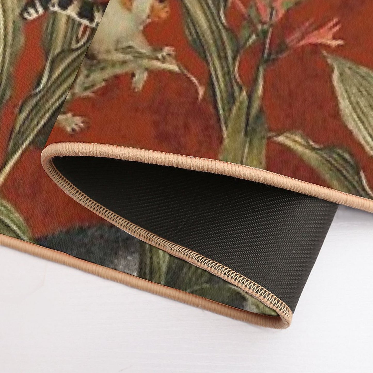 Red Vintage Tropical Jungle Botanical Garden Pattern Nightgarden  Eco-Friendly Bath Mat