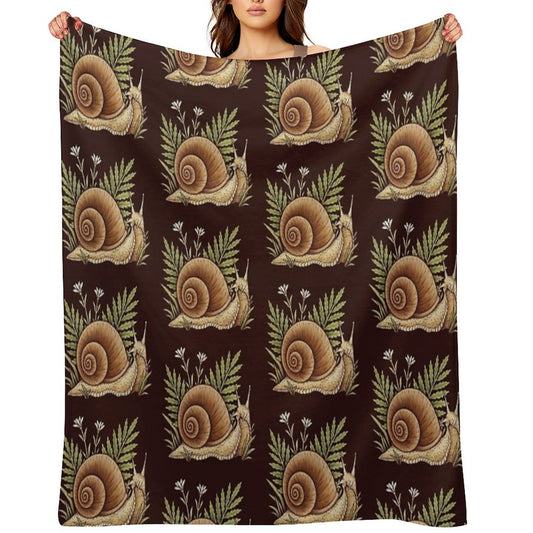 Cute Snail Fern Slug Funny Snail Cottagecore Fairy Grunge Fairycore Woods Forestcore Mosscore Green Witch Plush Throw Blanket