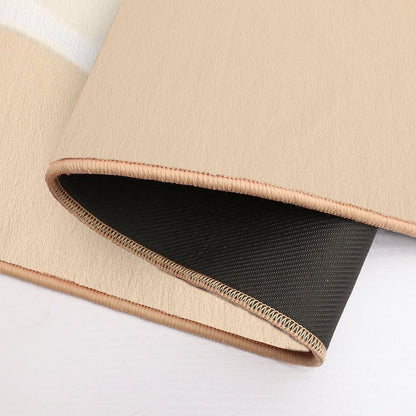 A Design of A Pattern Where Waves Meet The Sandy Shore, Incorporating Beige And Blue Tone.  Odorless Bath Mat