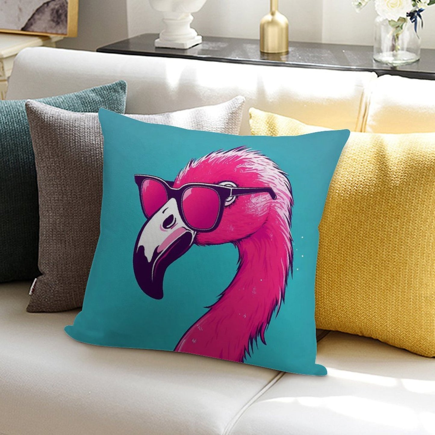 Hot Pink Flamingo Soft Home Decor Throw Pillow