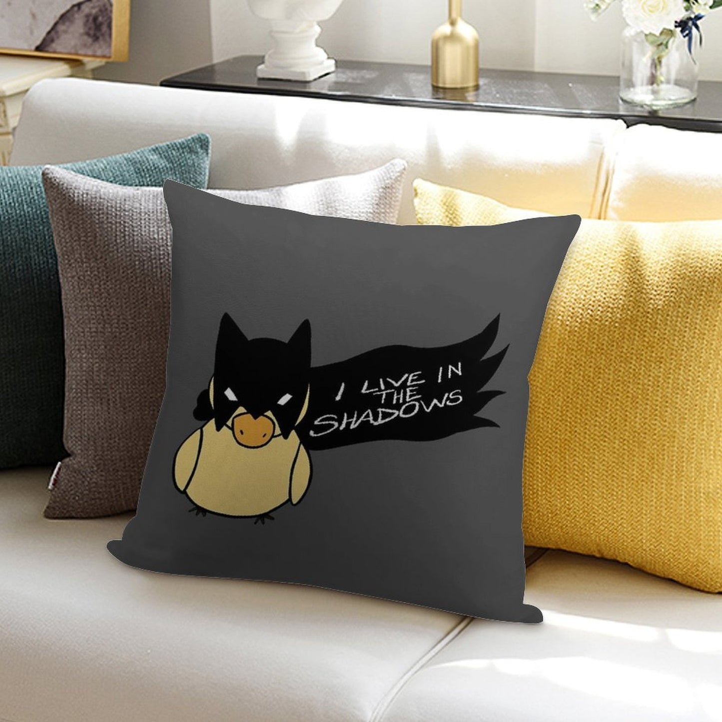 Duck in Bat Costume Soft Reinforced Edging Throw Pillow