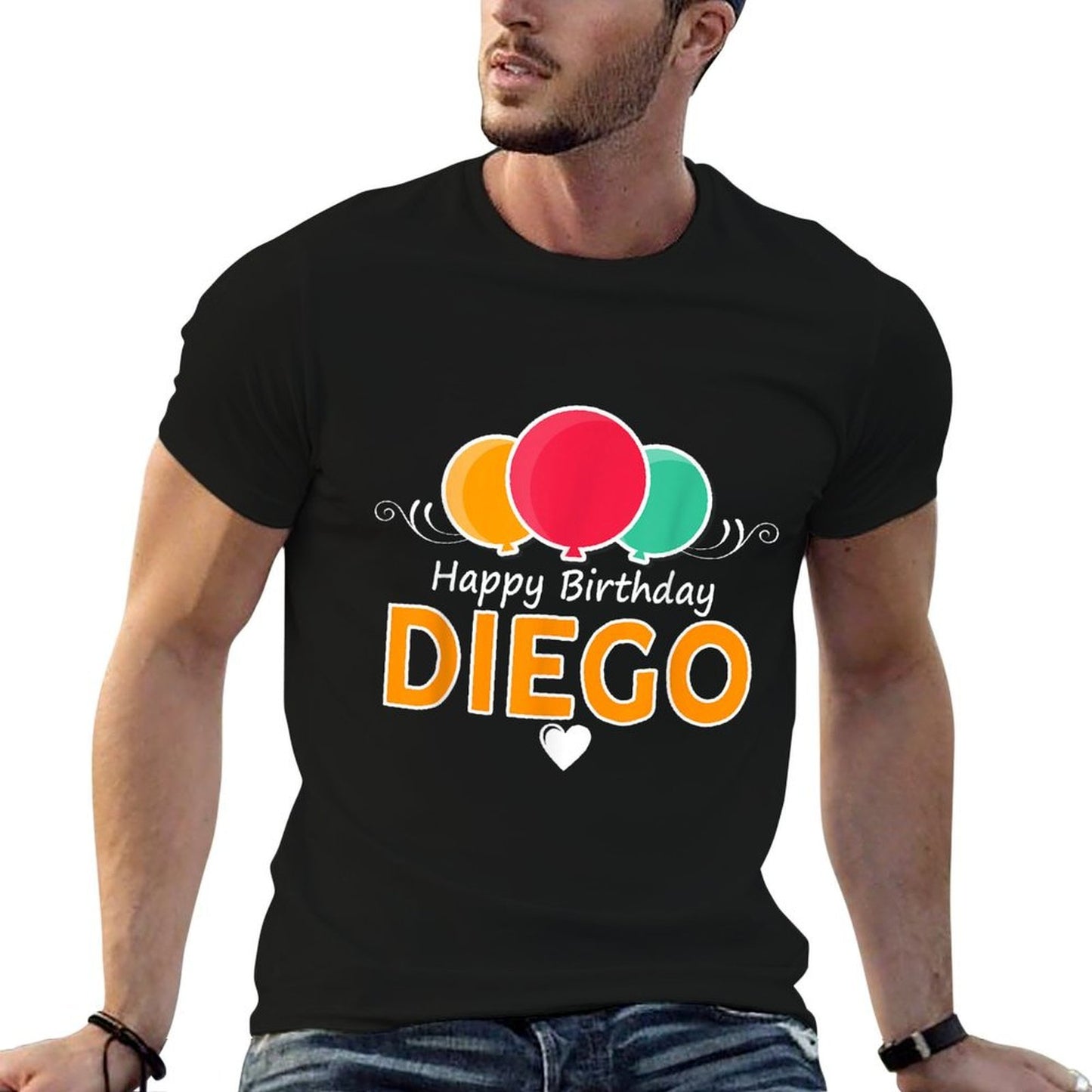 Happy Birthday Saying Diego  Fade-proof Color T-Shirt