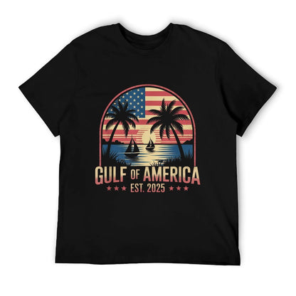 Retro Gulf Of USA America Est 2025 Gulf Mexico American Flag Polyester Blend T-Shirt