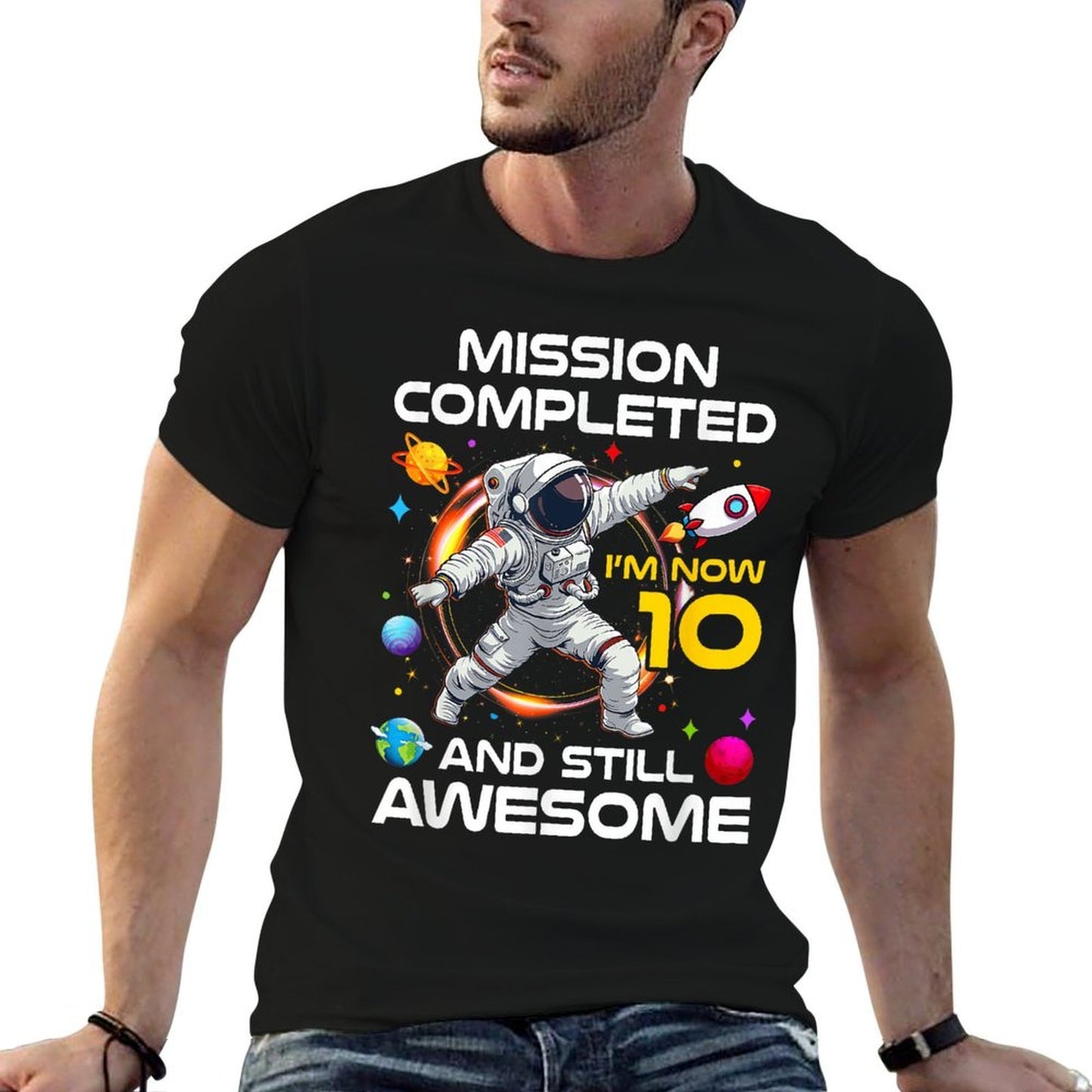 10Th Birthday Astronaut 10 Years Old Outer Space Birthday  Vintage-inspired T-Shirt
