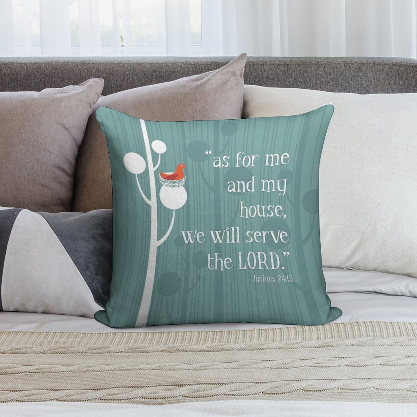 Me And My House Will Serve The Lord Soft Durable Construction Throw Pillow