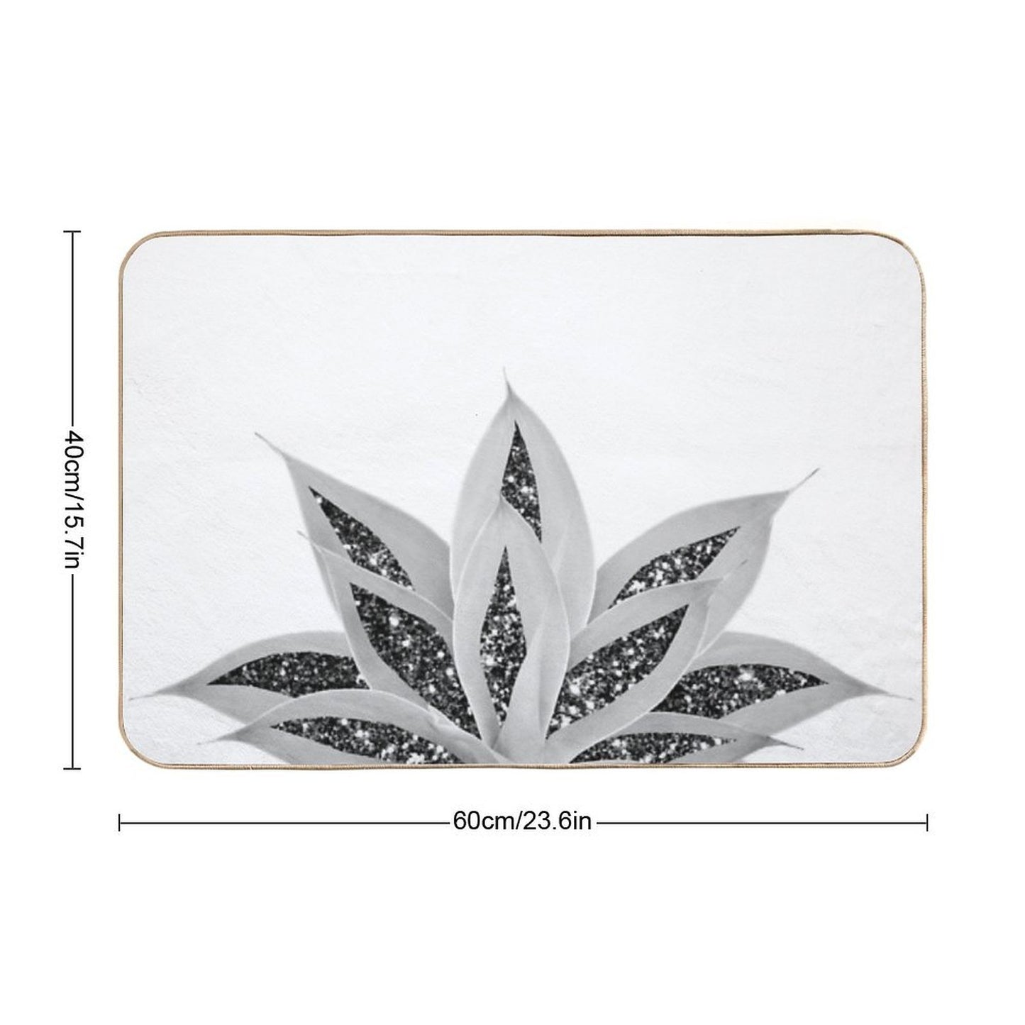 Gray Agave with Black Silver Glam #1 (Photo of Glitter Only - Not Reflective)  Slip-Resistant Bath Mat