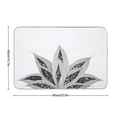 Gray Agave with Black Silver Glam #1 (Photo of Glitter Only - Not Reflective)  Slip-Resistant Bath Mat