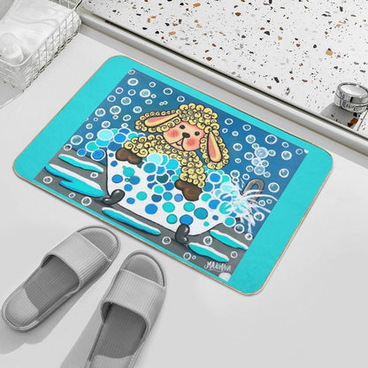 Baby Sheep Take A Bath  Fade-Resistant Bath Mat
