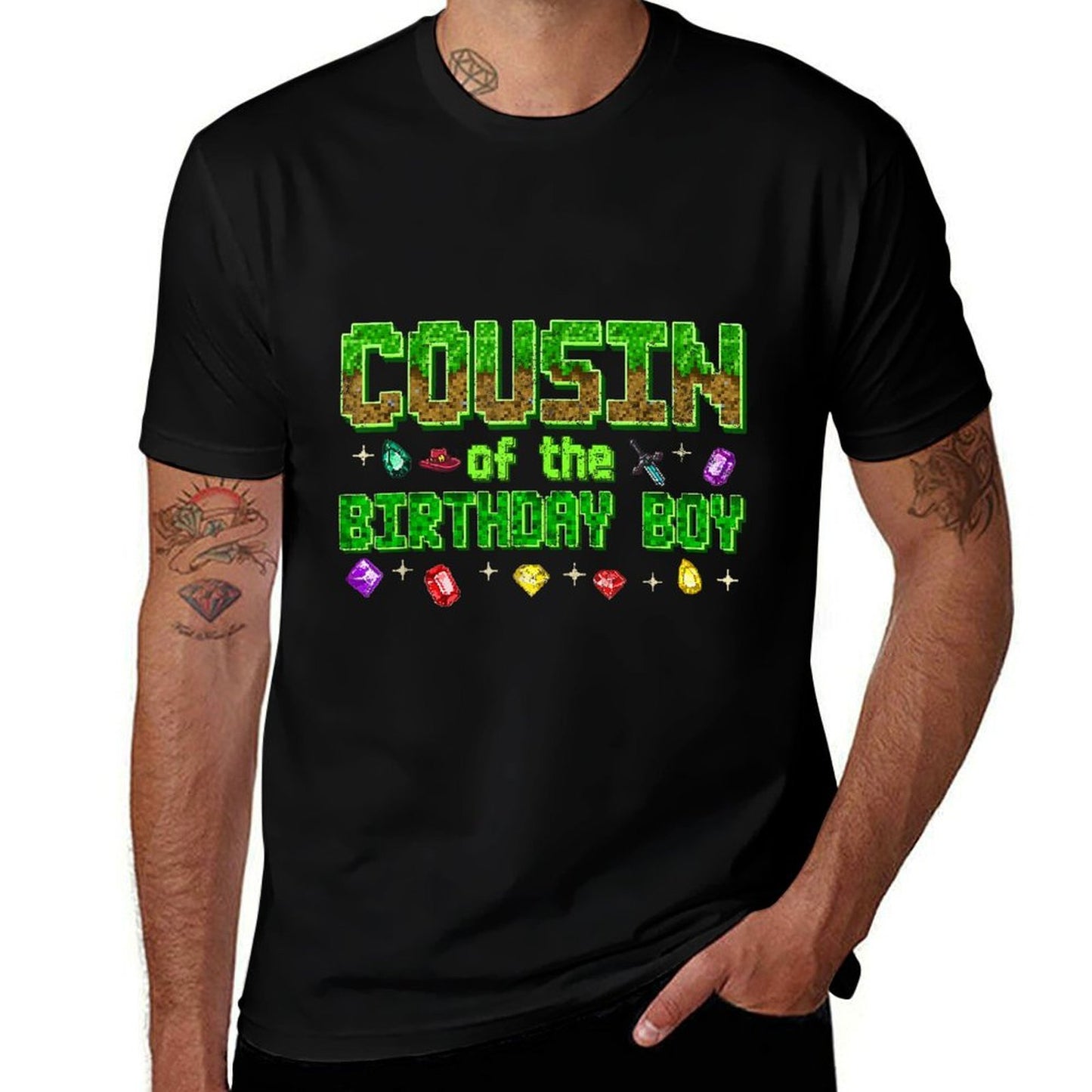 Cousin Of The Birthday Boy Gamer Pixel Birthday Family Kid  Vintage-inspired T-Shirt