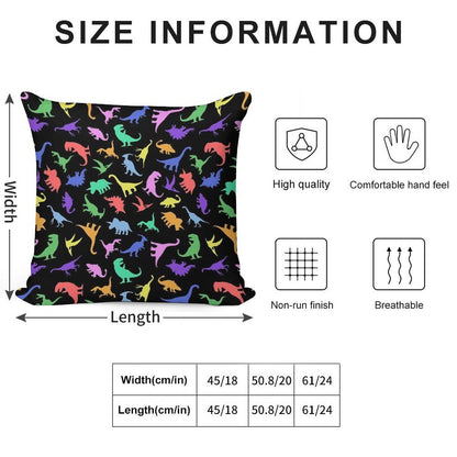 Fun Dinosaur Pattern (Black Background) Soft Durable Construction Throw Pillow