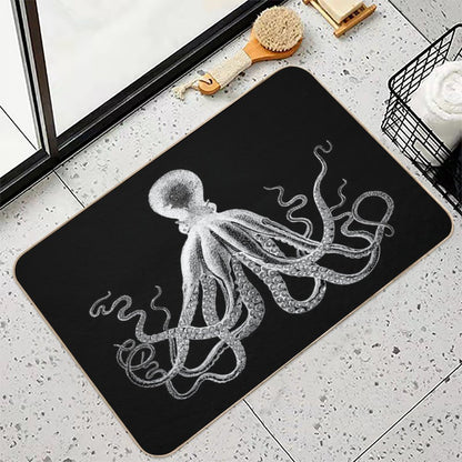 Octopus  Vintage Octopus  Tentacles  Sea Creatures  Nautical  Ocean  Sea  Beach  Black And White  Versatile Bath Mat