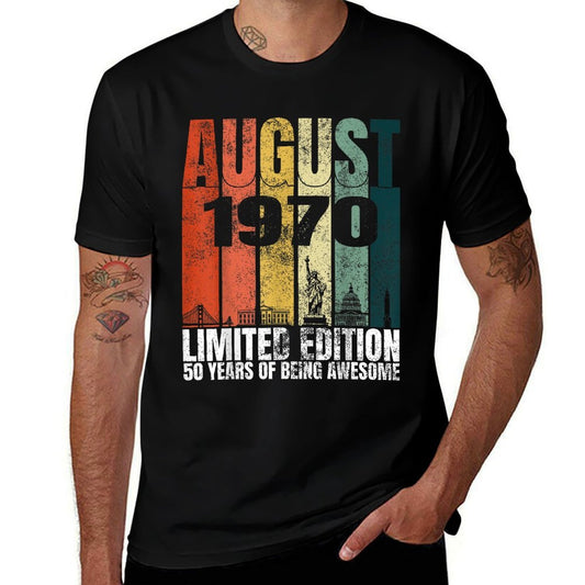 Vintage August 1970 Bday Gifts 50 Years Old 50th Birthday  Relaxed-fit T-Shirt