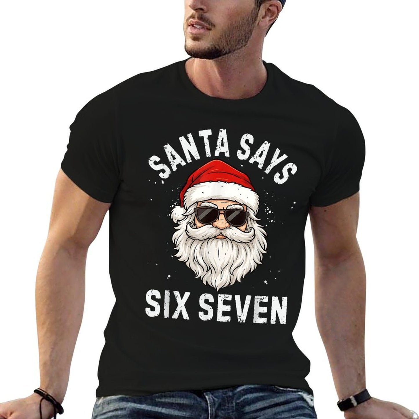 Santa Says Six Seven Meme Xmas 6 7 Christmas Boys Girls  Vintage-inspired T-Shirt
