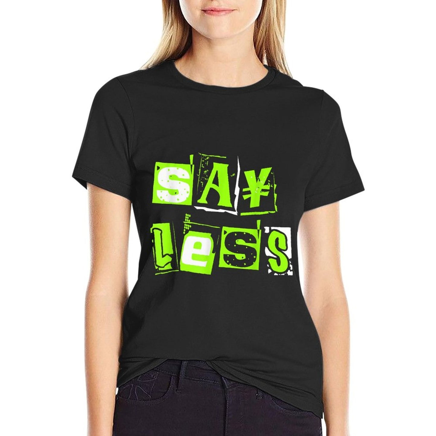 Green Say Less Green Color Graphic  Heathered Texture T-Shirt