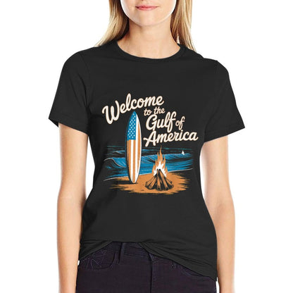 Gulf Of USA America Gift Men Women Flag Beach Lightweight T-Shirt