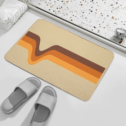 70s 70’s Stripes Brown Orange Yellow  Anti-Trip Bath Mat
