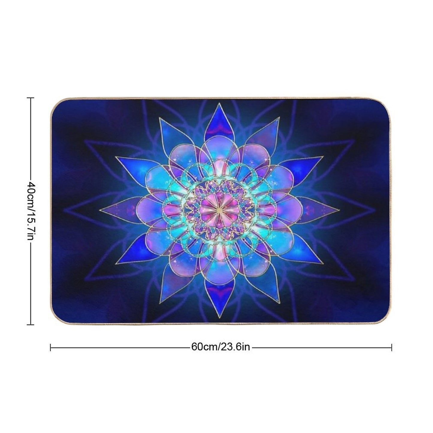 Blue Flower Mandala Fractal  Toxin-Free Bath Mat