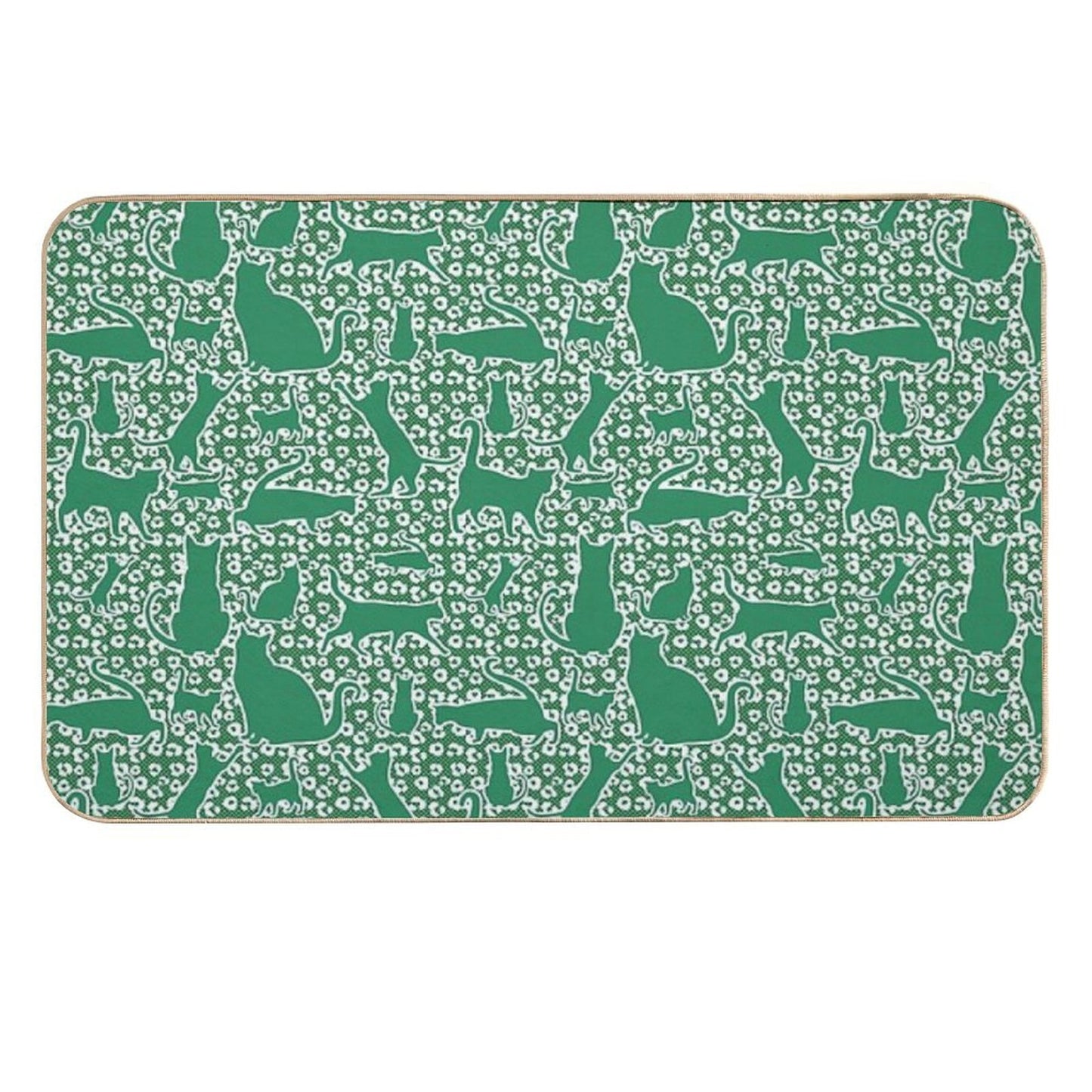 Prowler Print Leopard Cat Sihouettes in White  Easy To Clean Bath Mat