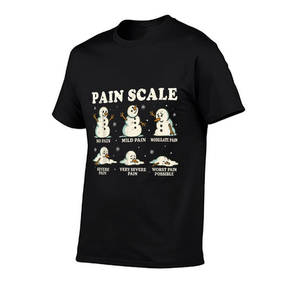 Christmas Pain Scale Snowman Funny Nurse ICU Nurse Xmas Pjs  Graphic-printed T-Shirt