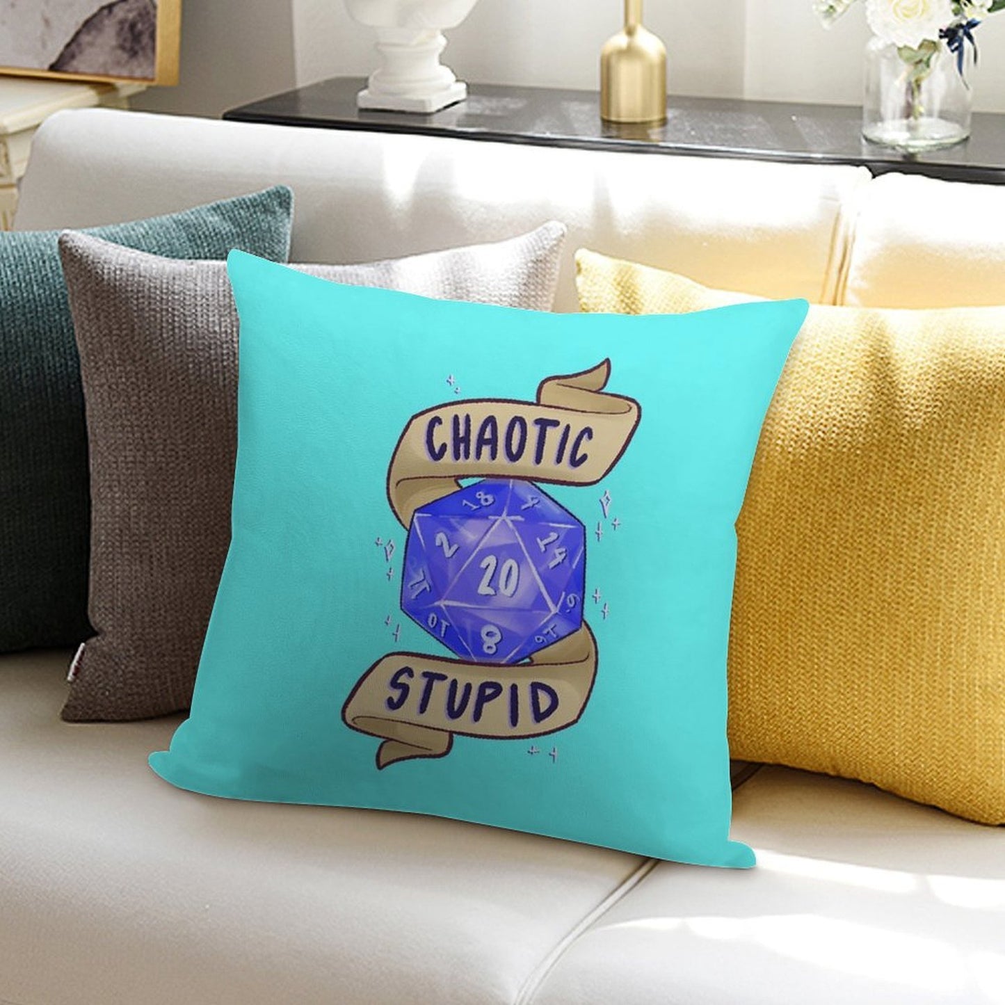 D20 Chaotic Stupid Soft Anti-Pilling Throw Pillow