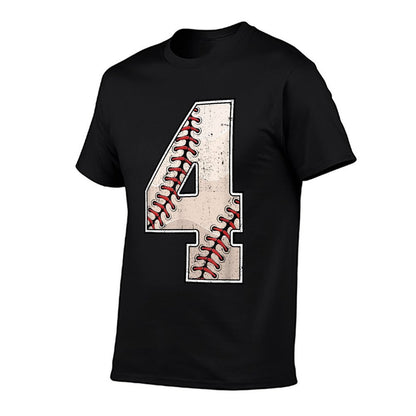 Baseball Birthday Boy Four 4 Years Old Fourth 4th Bday Party  Slim-fit Cut T-Shirt