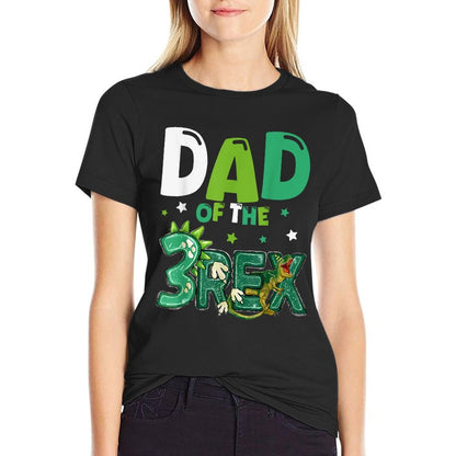 Dad of The Three Rex Birthday Dinosaur Family Matching  Fade-proof Color T-Shirt