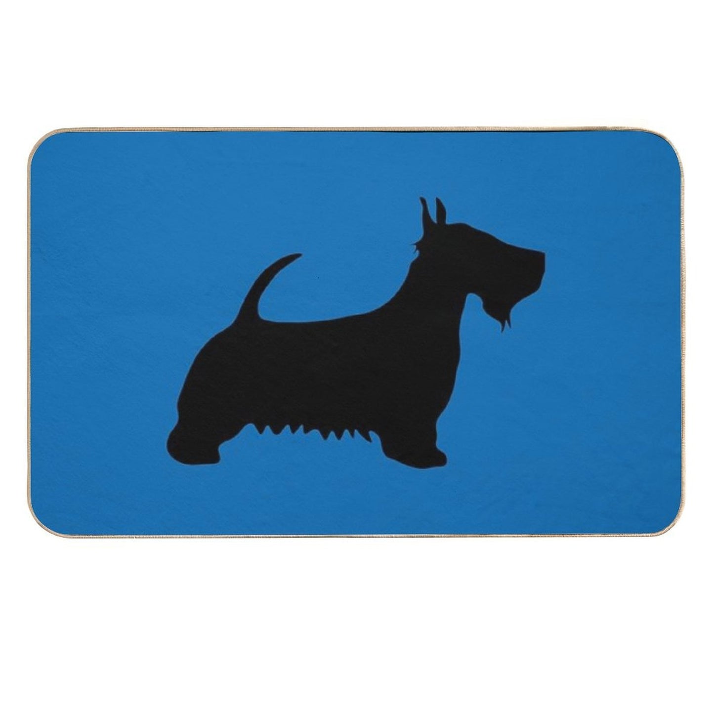 Scottish Terrier Dog Silhouette - Black on Scottish Saltire Blue Background  Rapid-Drying Bath Mat