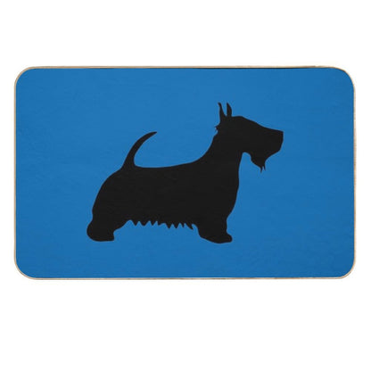 Scottish Terrier Dog Silhouette - Black on Scottish Saltire Blue Background  Rapid-Drying Bath Mat