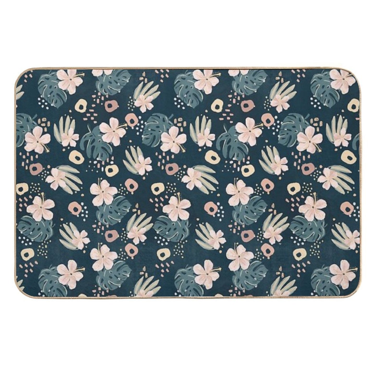 Hybiscus Pattern  Long-Lasting Bath Mat
