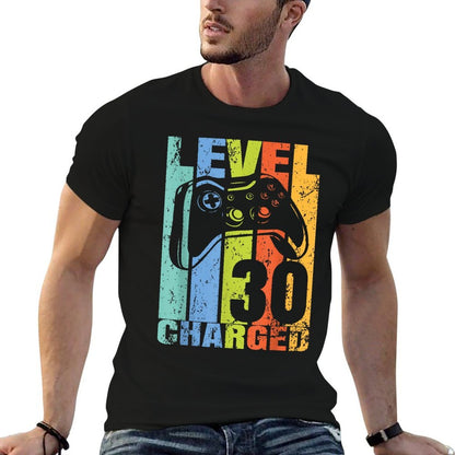 Level 30 Charged Birthday Decor For 30 Year Video Gamer  Lightweight T-Shirt