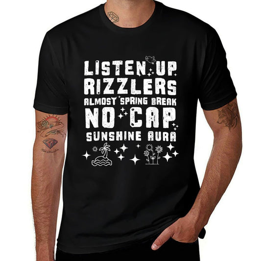 Rizzlers Spring Break No Cap Teacher Funny Spring Break  Eco-friendly Material T-Shirt