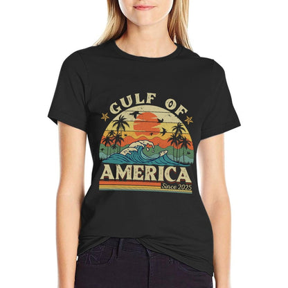 Gulf of USA America Funny Vintage USA Flag Summer-ready Fabric T-Shirt