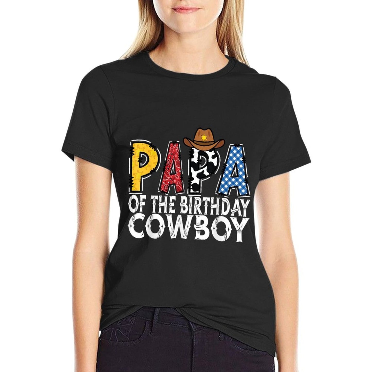 Papa 1st Birthday Cowboy Western Papa Birthday Boy  Relaxed-fit T-Shirt