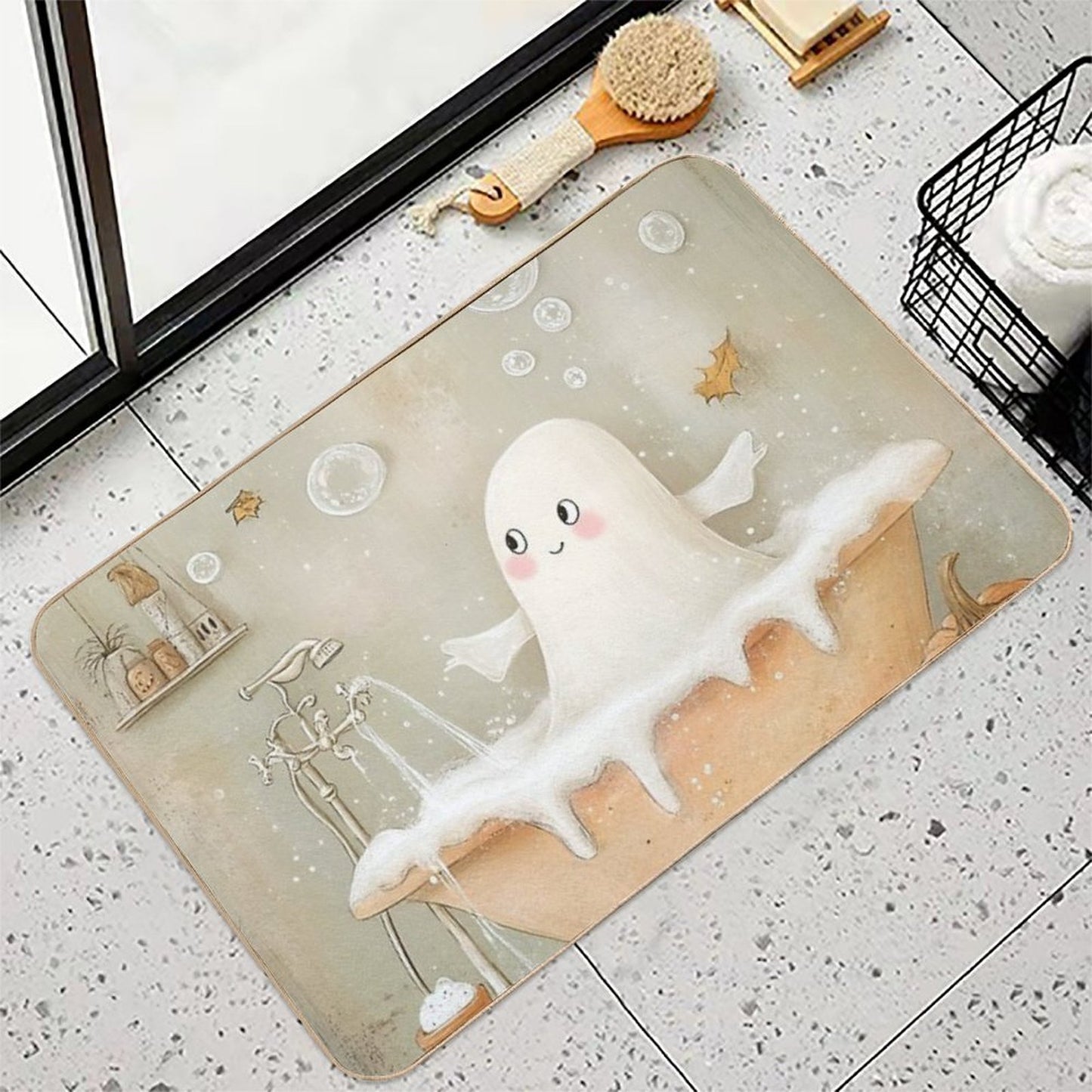 Cute Ghost Take A Bath  Toxin-Free Bath Mat