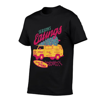 Stranger Things Christmas Surfer Boy Pizza Seasons Eatings!  Durable T-Shirt