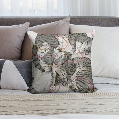 Cats Rose And Gold Soft Shrink-Resistant Throw Pillow