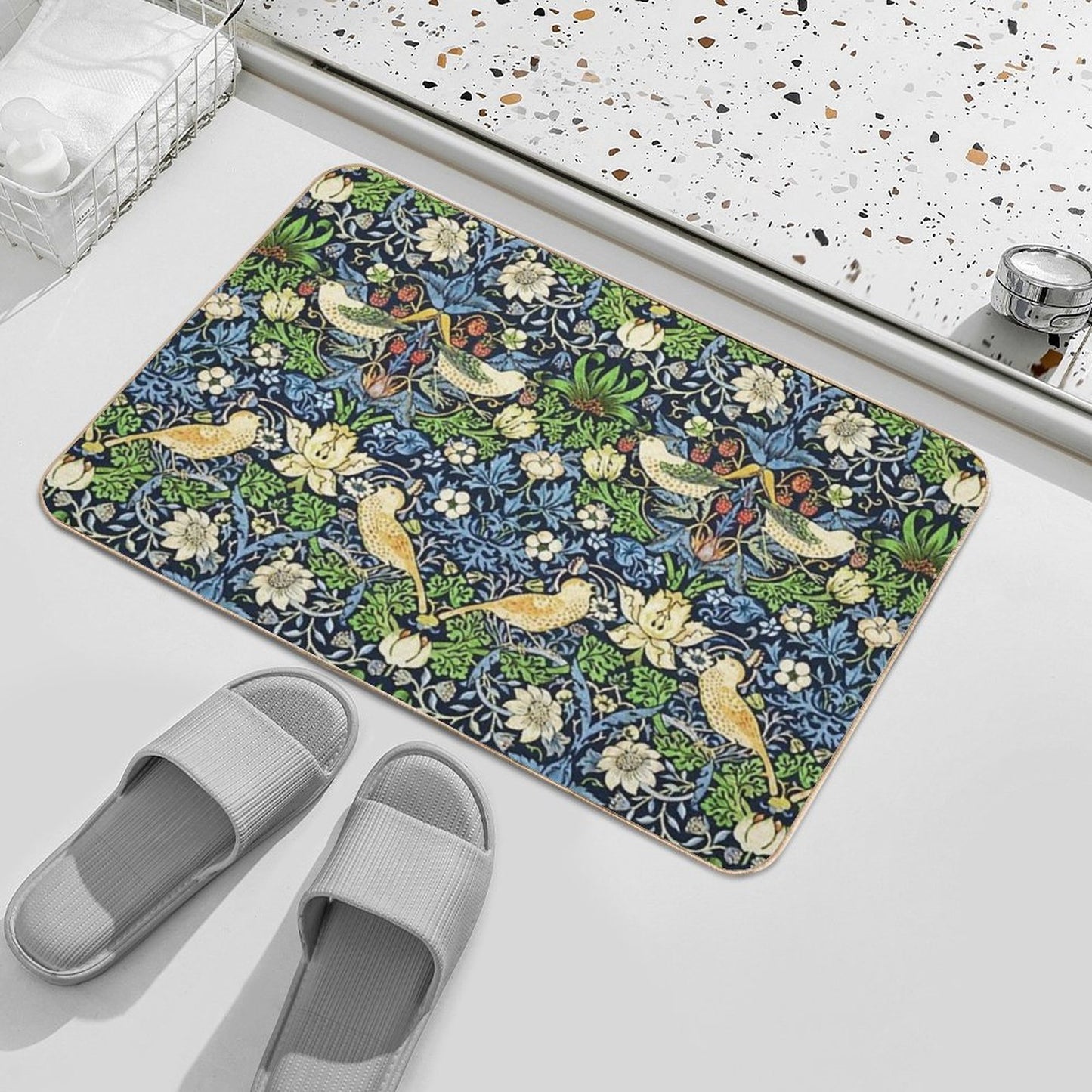 Art Nouveau Bird And Flower Tapestry  Versatile Bath Mat