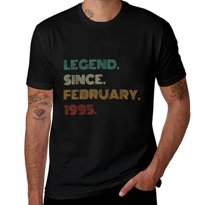30 Years Old Legend Since February 1995 30th Birthday  Rolled Sleeves T-Shirt