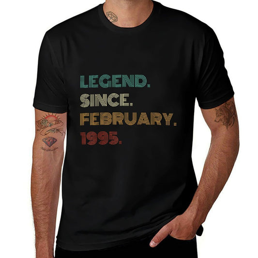 30 Years Old Legend Since February 1995 30th Birthday  Rolled Sleeves T-Shirt