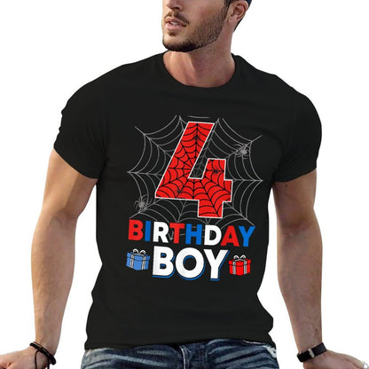 Birthday Spider Web 4 Year Old 4th Birthday Boy  Lightweight T-Shirt