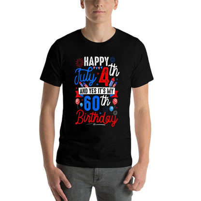 Happy July 4th And My 60th Birthday Patriotic Funny Party  Vintage-inspired T-Shirt