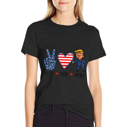 Womens Peace Love Donald Trump Cute America Vote Election 2020  Odor-resistant T-Shirt