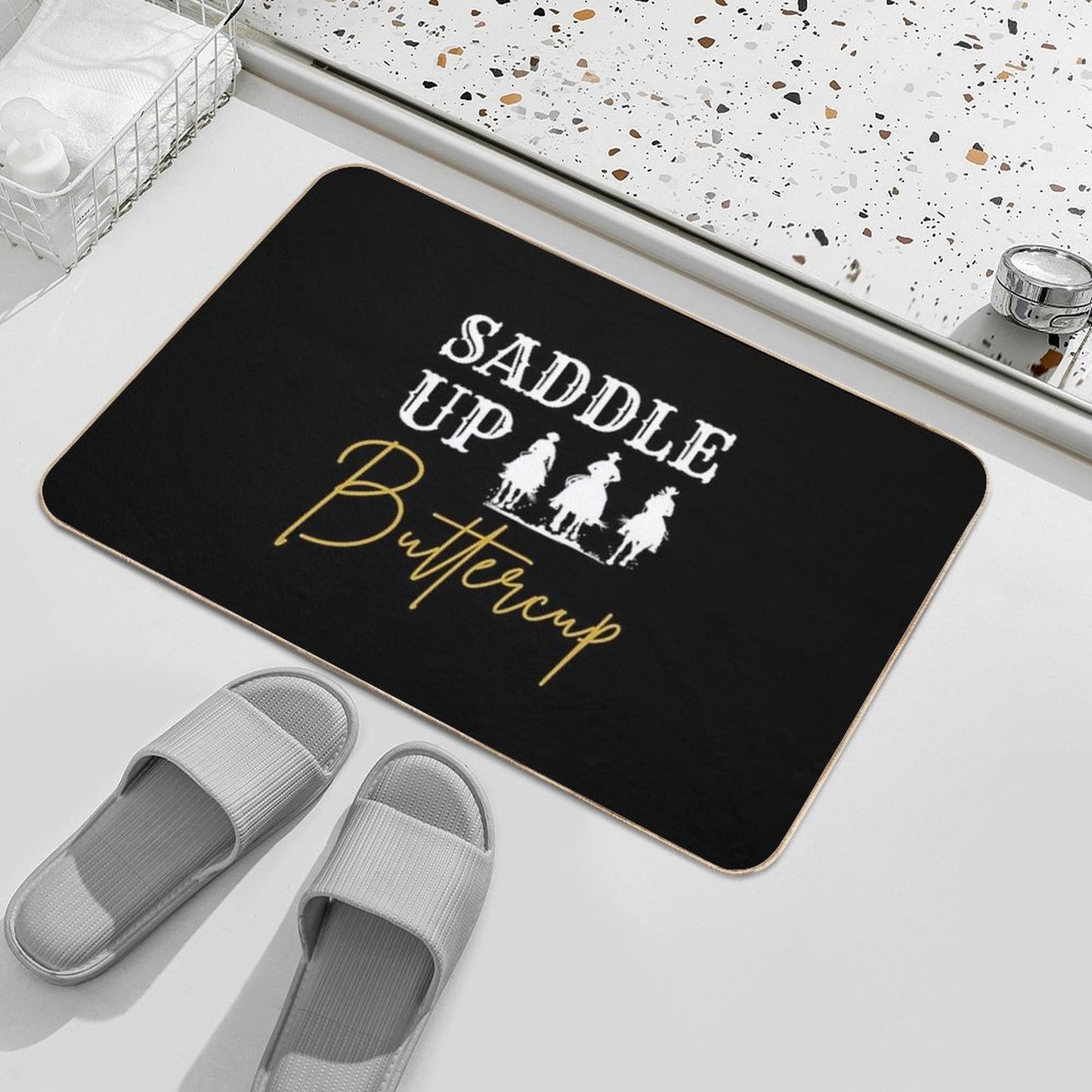 Saddle Up Buttercup - Western Cowboy Cowgirl Rodeo  Repositionable Bath Mat