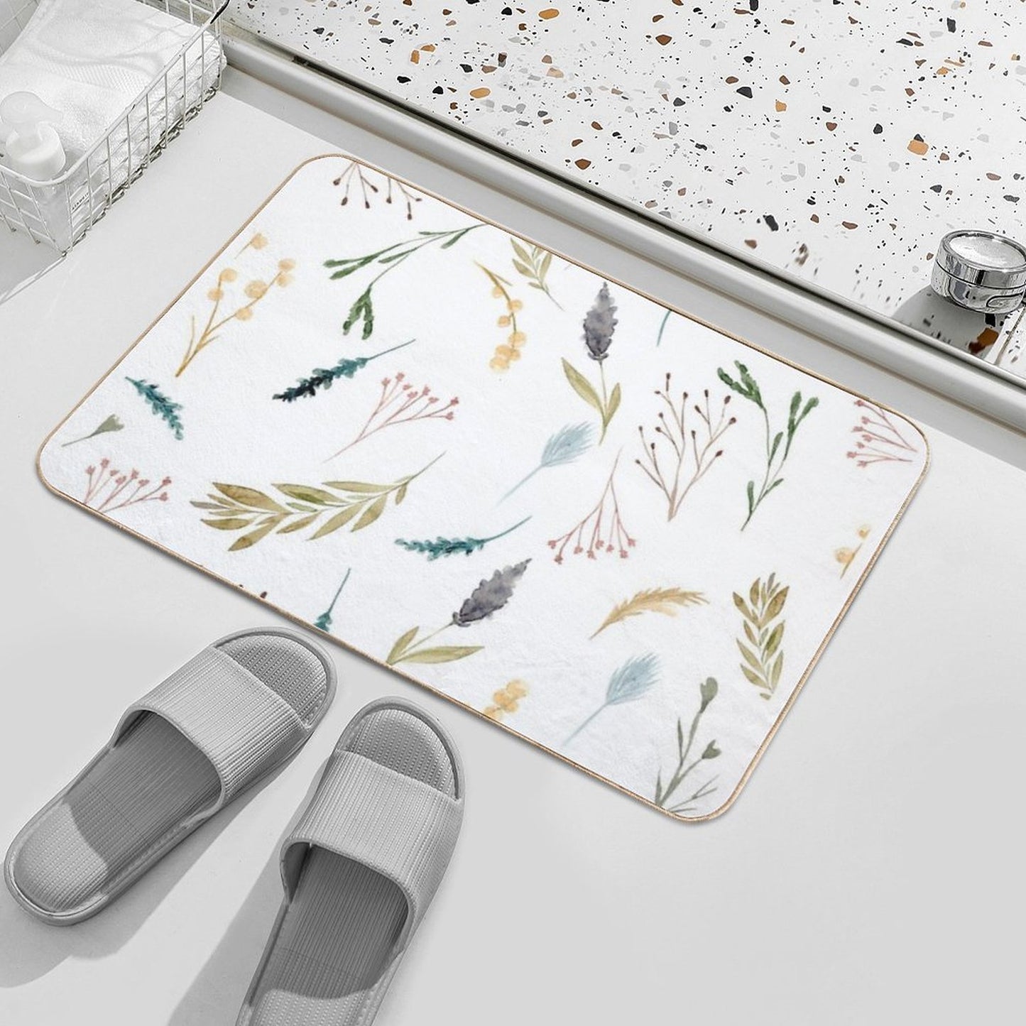 Aesthetic Flowers  Slip-Resistant Bath Mat