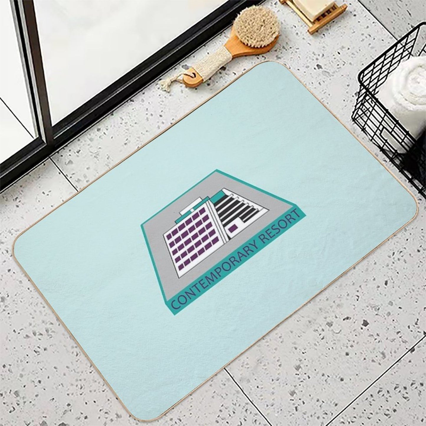 Contemporary in Blue  Easy To Clean Bath Mat