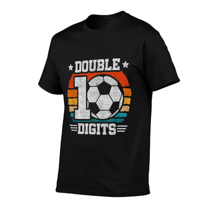 Soccer Birthday - Double Digits 10 Year Old - 10th Birthday  Ribbed Collar T-Shirt