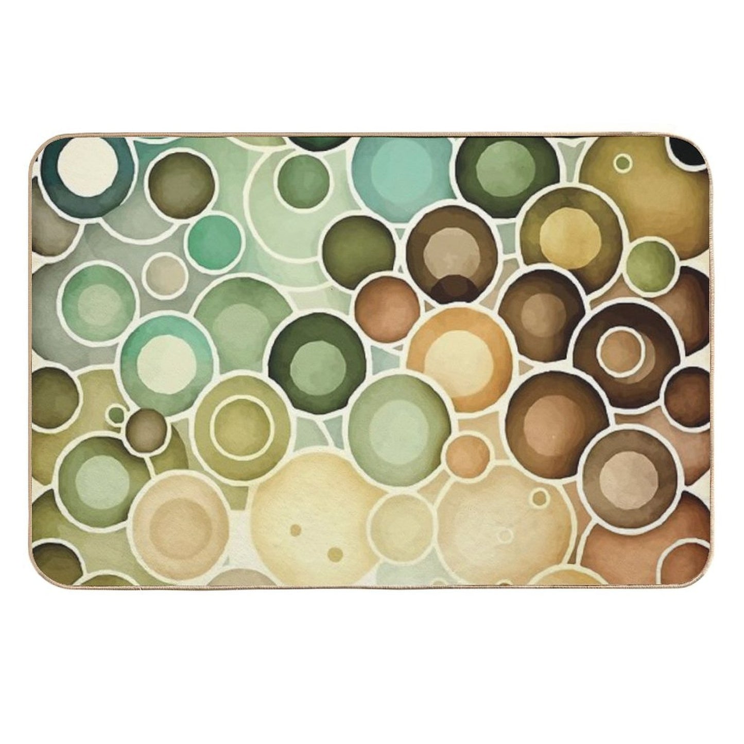An Earth Tone Circles Watercolor Design- Boho Chic Patterns  Repositionable Bath Mat
