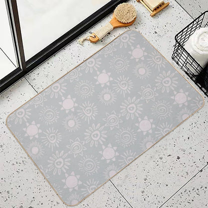 Magical Sun Bohemian Dreamy Aesthetic In Muted Colors Grayish Blue  Stain-Proof Bath Mat